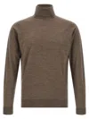 John Smedley Turtleneck Merino-wool Sweater In Brown