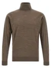 John Smedley Turtleneck Merino-wool Sweater In Brown