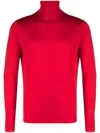 John Smedley Roll-neck Merino-wool Jumper In Red