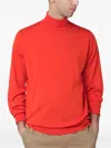 John Smedley Wool Turtleneck Sweater Long Sleeves In Orange
