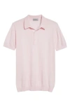 John Smedley Roth Solid Sweater Polo In Soft Pink