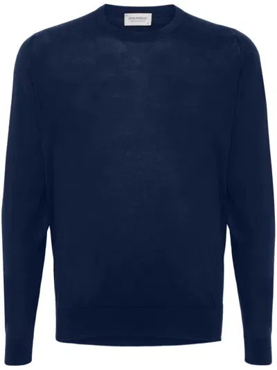 John Smedley "rowland" Crewneck Long Sleeves Pullover In Blue