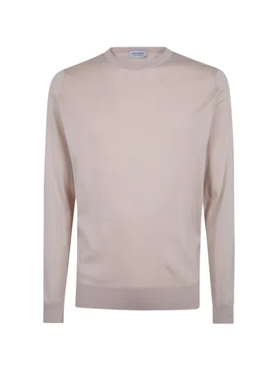 John Smedley Rowland Crew Neck Long Sleeve Knit Top In Pink