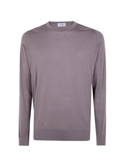John Smedley Rowland Crew Neck Knitted Long Sleeve Top In Gray