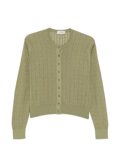 John Smedley Roxburgh Pointelle-knit Cardigan In Green