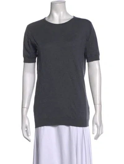 Pre-owned John Smedley Scoop Neck Short Sleeve T-shirt In Grey