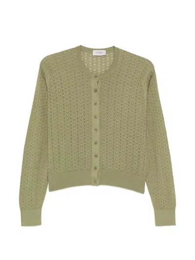 John Smedley Sea Island Cotton Cardigan In Green