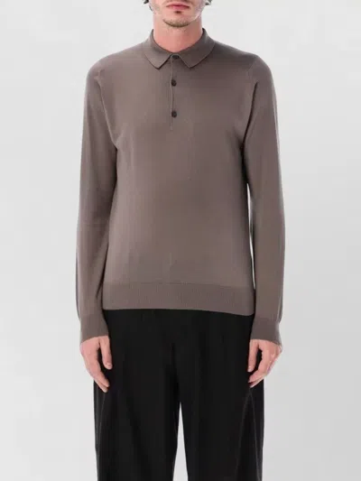 John Smedley Sophisticated Long-sleeve Polo Shirt For Men In Brown