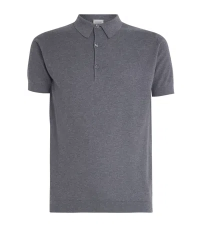 John Smedley Roth Sea Island Cotton Polo Shirt In Gray