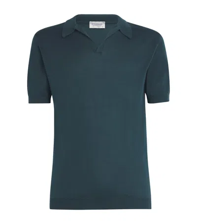 John Smedley Sea Island Cotton Skipper-collar Noah Polo Shirt In Green