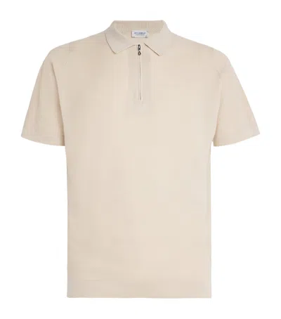 John Smedley Sea Island Cotton Zip Sandbanks Polo Shirt
