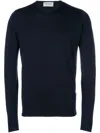 John Smedley Merino Wool V-neck Long Sleeve Sweater In Black