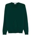 John Smedley V-neck Merino Wool Sweater In Green