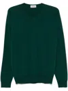 John Smedley V-neck Merino Wool Sweater In Grün