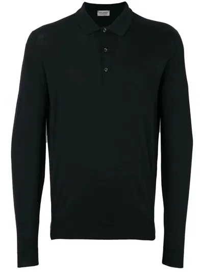 John Smedley Black Knit Jumper Polo