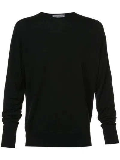 John Smedley Marcus Long Sleeves Crew Neck Pullover In Black