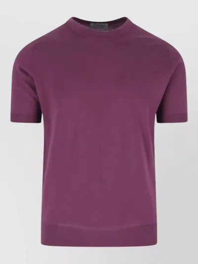 John Smedley Short Sleeve Crew Neck Knitwear Top In Purple