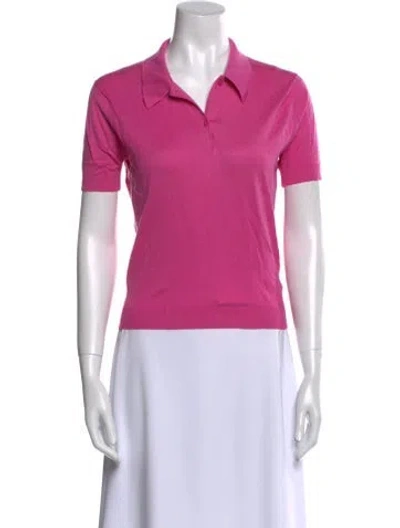 Pre-owned John Smedley Short Sleeve Polo In Pink