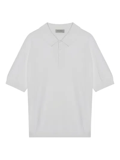 John Smedley Cotton Polo Shirt Short Sleeves In White