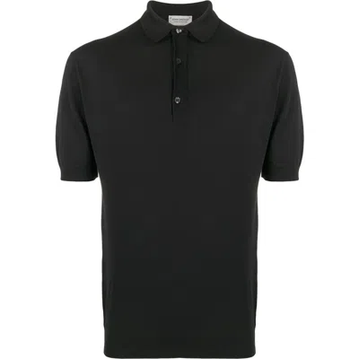 John Smedley Short Sleeve Polo Shirt In Black