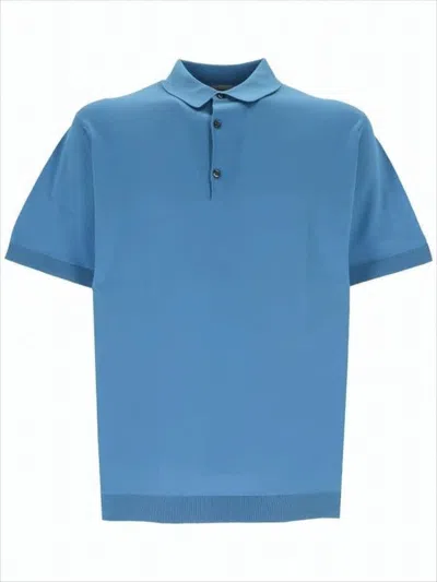 John Smedley Short-sleeve Polo Shirt With Ribbed Details In Blue