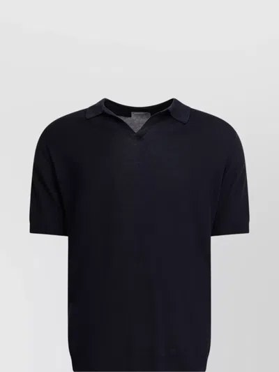 John Smedley Short Sleeve Polo Shirts With Ribbed Cuffs In Black