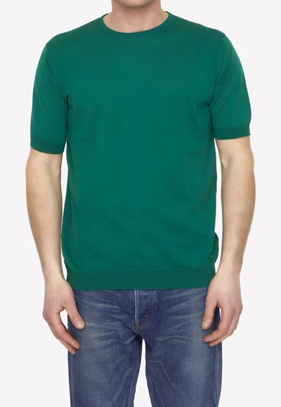JOHN SMEDLEY SHORT-SLEEVED KNITTED T-SHIRT,BELDEN-30G-SCOTCH GREN