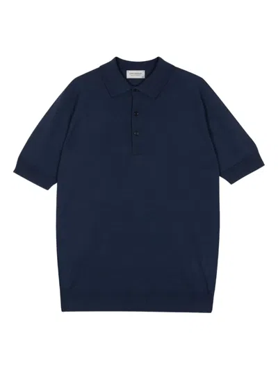 John Smedley Short-sleeved Merino-wool Polo Shirt In Blue