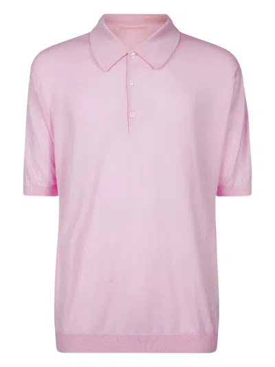 John Smedley Short-sleeved Polo Shirt Clothing In Pink & Purple