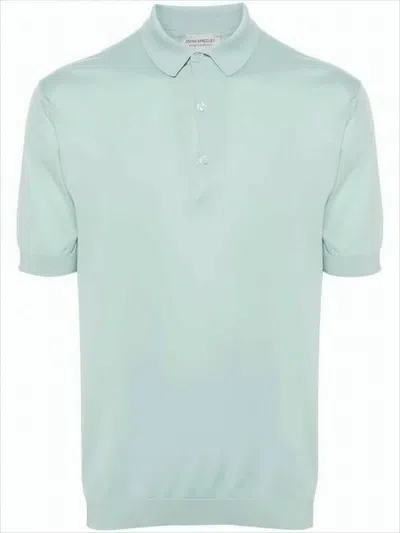 John Smedley Short-sleeved Polo Shirt With Classic Collar And Ribbed Cuffs In Blue