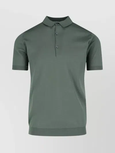 John Smedley Short Sleeves With Ribbed Collar And Hem