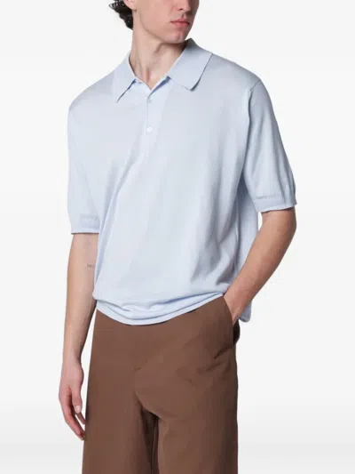 John Smedley Isis Light Blue Cotton Polo Shirt