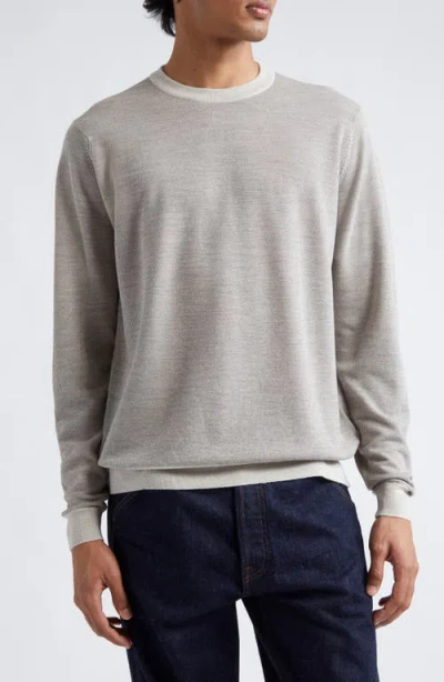 John Smedley Singular Merino Wool Crewneck Sweater In Grey Fleece/mushroom