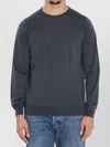 John Smedley Slate Grey Merino Wool Crew Neck Pullover In Blue