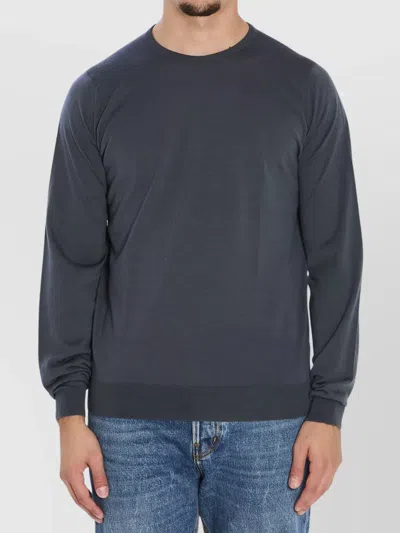 JOHN SMEDLEY SLATE GREY MERINO WOOL CREW NECK PULLOVER