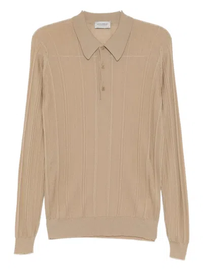 John Smedley Smed Knit Polo Shirt In Brown