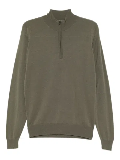 John Smedley Smed Knit Zip Jumper In Green