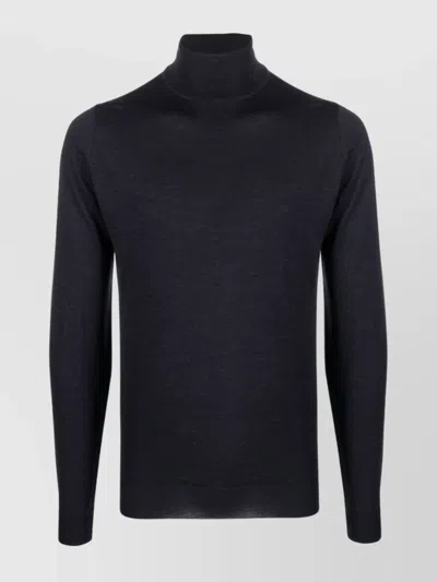 JOHN SMEDLEY SMOKE GREY MERINO WOOL TURTLENECK SWEATER
