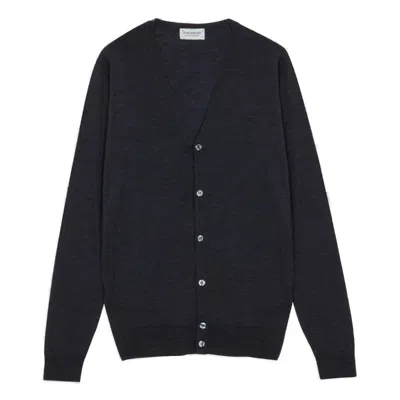 John Smedley Standard Fit V-neck Cardigan In Extra Fine Merino Wool In Black