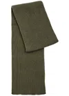 John Smedley Stark Ribbed Cashmere-blend Scarf In Dark Green