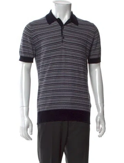Pre-owned John Smedley Striped Collar Polo Shirt In Blue