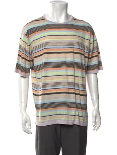 Pre-owned John Smedley Striped Crew Neck T-shirt In Neutrals