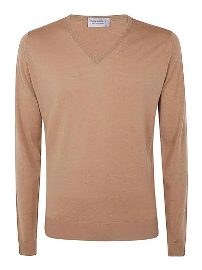 John Smedley Blenheim Pullover Vn Ls In Brown