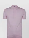 John Smedley Light Pink Cotton T-shirt With Front Button Placket In Purple