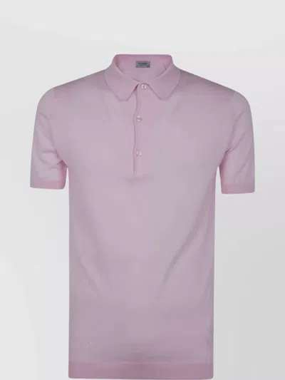 John Smedley T-shirt Ribbed Collar Short Sleeves In Purple