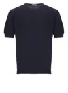 John Smedley 'lorca' Crewneck Short Sleeve Sea Island Cotton Knit T-shirt In Blue