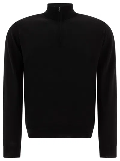 John Smedley Merino Wool Tapton Quarter-zip Sweater In Black
