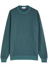 John Smedley Textured Wool Jumper In Blue
