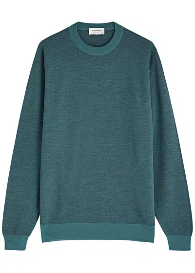 John Smedley Textured Wool Jumper In Blue