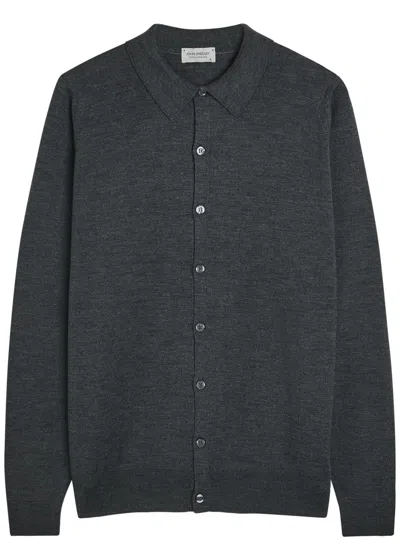 John Smedley Tibor Merino Wool Overshirt In Gray